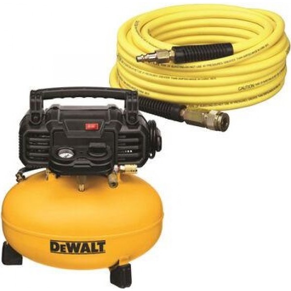 DEWALT 6 gal 165 PSI Pancake Compressor with 50ft Air Hose Bundle