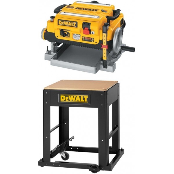 DEWALT Thickness Planer 13in Three Knife 2 Speed with Mobile Stand Bundle