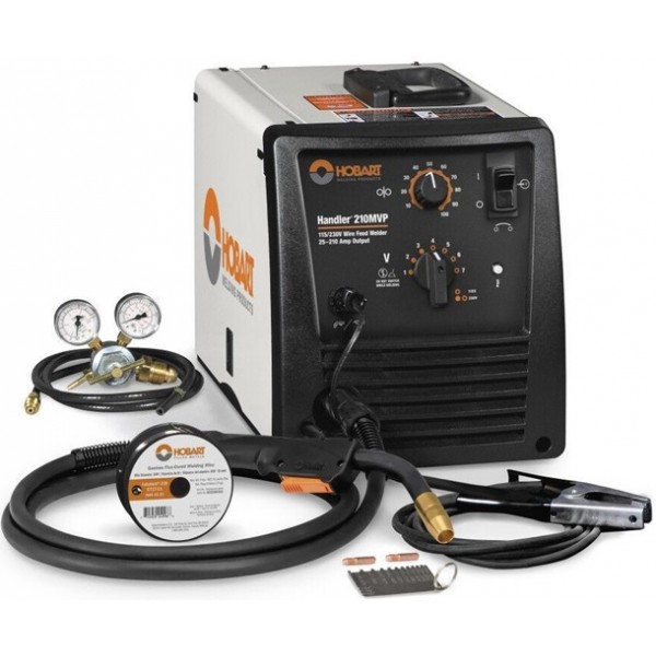 Hobart Handler 210MVP Flux-Core/MIG Welder with Multi-Voltage Plug & SpoolRunner 100 Spool Gun
