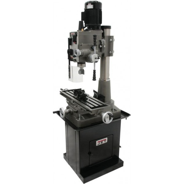 JET Geared Head Square Column Mill/Drill with Power Downfeed with DP500 2-Axis DRO & X-Axis Powerfeed