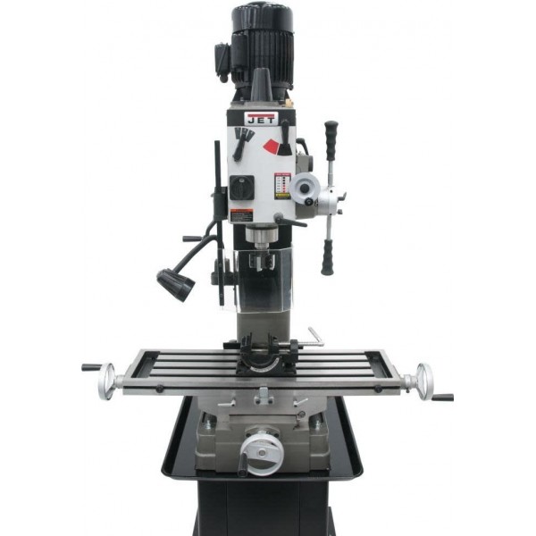 JET Variable Speed Square Column Geared Head Mill/Drill with Newall DP700 2-Axis DRO & X-Axis Powerfeed