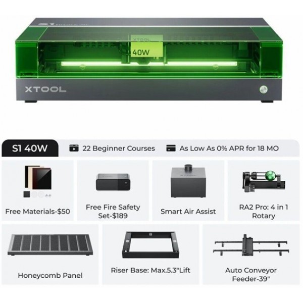 xTool S1 Laser Cutter and Engraver 20W Deluxe Kit