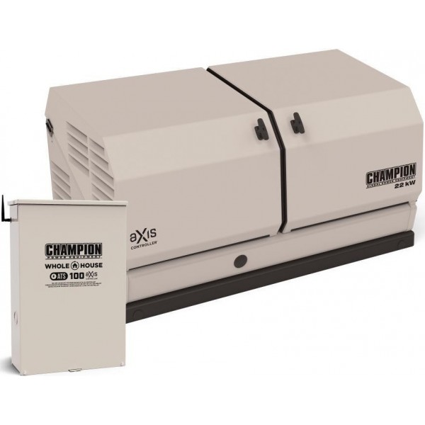 Champion Power Equipment 22 kW Home Standby Generator and 100-Amp Automatic Transfer Switch with aXis Technology