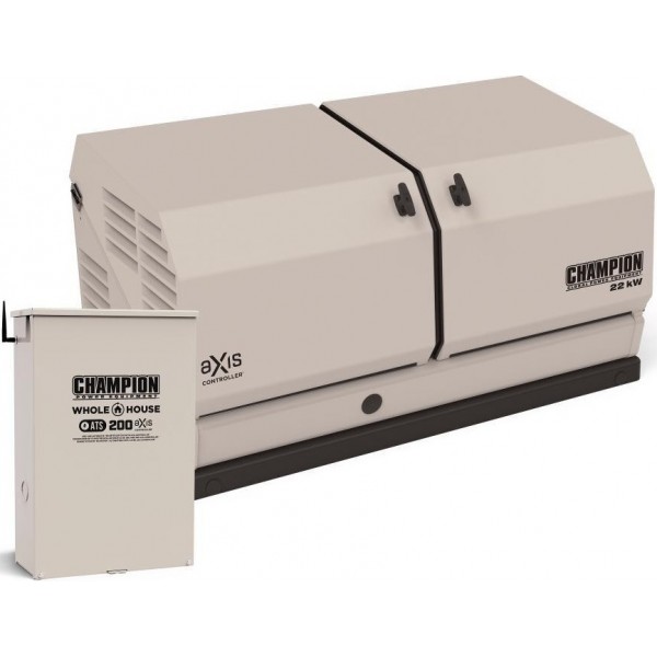 Champion Power Equipment 22 kW Home Standby Generator and 200-Amp Automatic Transfer Switch with aXis Technology