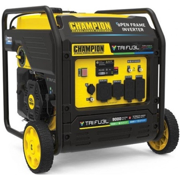 Champion Power Equipment 9000 Watt Inverter Generator Tri-Fuel Open Frame with CO Shield