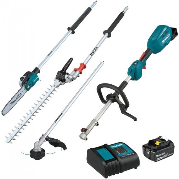 Makita 18V LXT Brushless Couple Shaft Power Head Kit with String Trimmer, Pole Saw & Articulating Hedge Trimmer Attachments (4.0Ah)