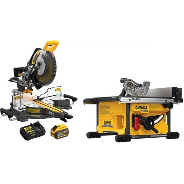 DEWALT 12 Inch 60V Sliding Miter Saw Kit with Flexvolt 60V Max Table Saw, 8-1/4 Inch Bundle