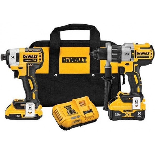 DEWALT 20V MAX POWER DETECT XR 1/2In Hammer Drill/Driver & Impact Driver Kit