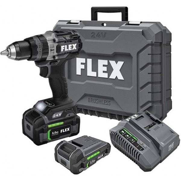FLEX 24V 1/2-In. 2-Speed Hammer Drill With Turbo Mode Kit