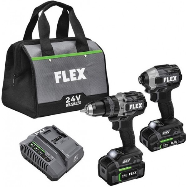 FLEX 24V Hammer Drill With Turbo Mode and Quick Eject Impact Driver Kit