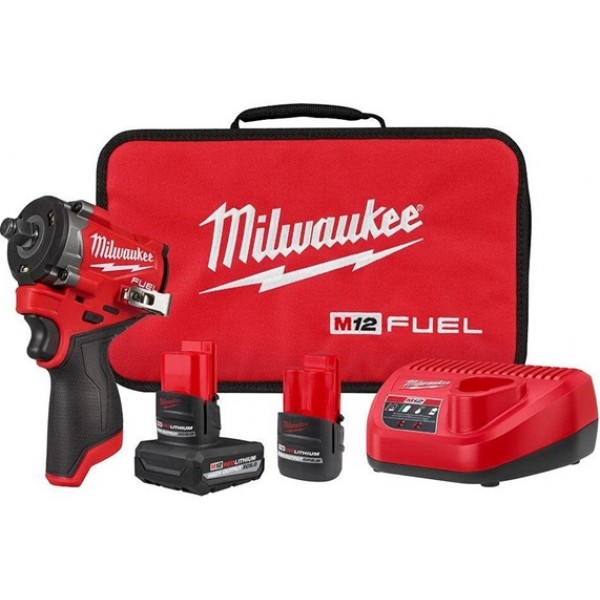Milwaukee M12 FUEL Stubby 1/2 Inch Impact Wrench Kit