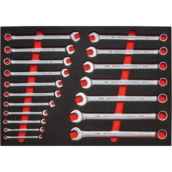 Proto Combination Wrench 12 Point Foamed Insert Set 18pc