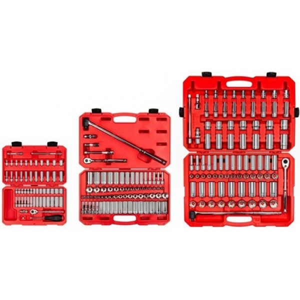 Tekton 1/4, 3/8, 1/2 Inch 6 Point Socket and Ratchet Sets, 212 Piece