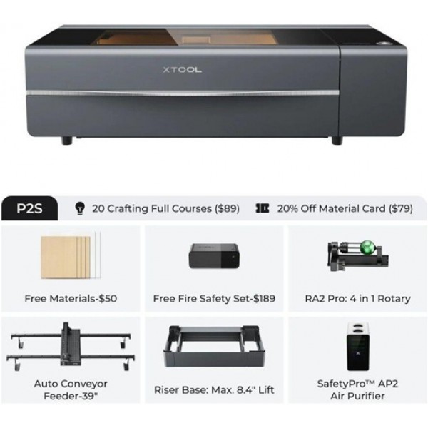 xTool P2S Laser Cutter and Engraver All-in-1 Bundle