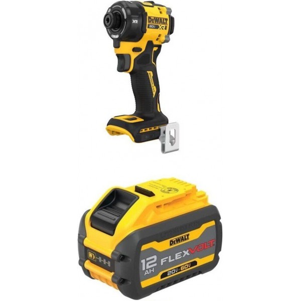 DEWALT 20V MAX 1/4 Inch Cordless Impact Driver & 12Ah Battery Bundle