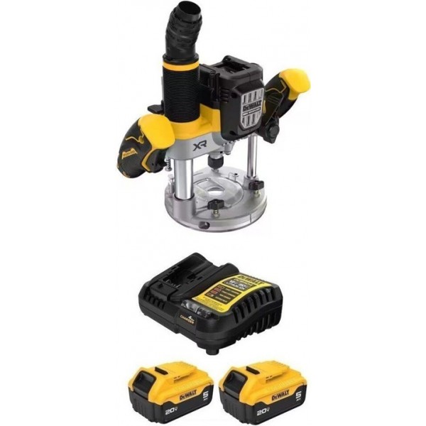 DEWALT 20V MAX Cordless Plunge Router & Li-Ion 5Ah Starter Kit Bundle