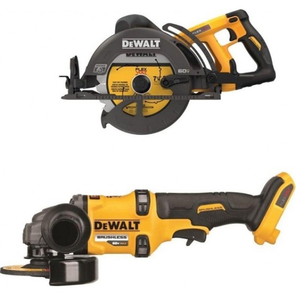 DEWALT 60V MAX 7-1/4 Inch Cordless Saw & 4-1/2 Inch - 6 Inch Grinder Bundle