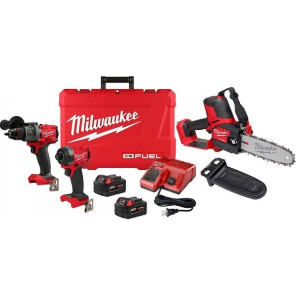 Milwaukee M18 FUEL Drill, Impact Driver & Pruning Saw Combo Kit Bundle
